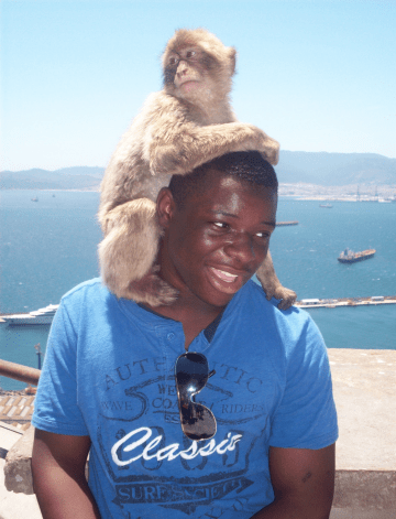 Josh made friends everywhere he went, even in Gibraltar.