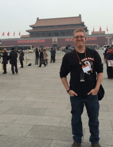 Mr. Curtis in Tienanmen Square in November 2013.  Look in the background for a yellow/silver bus - that's about where Tank Man stood his ground.