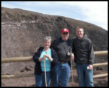Mr. Curtis and his parents at the top of Mt. Vesuvius.